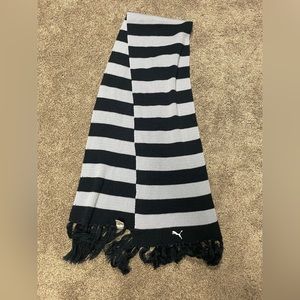 Puma women’s light blue and navy striped fringe scarf